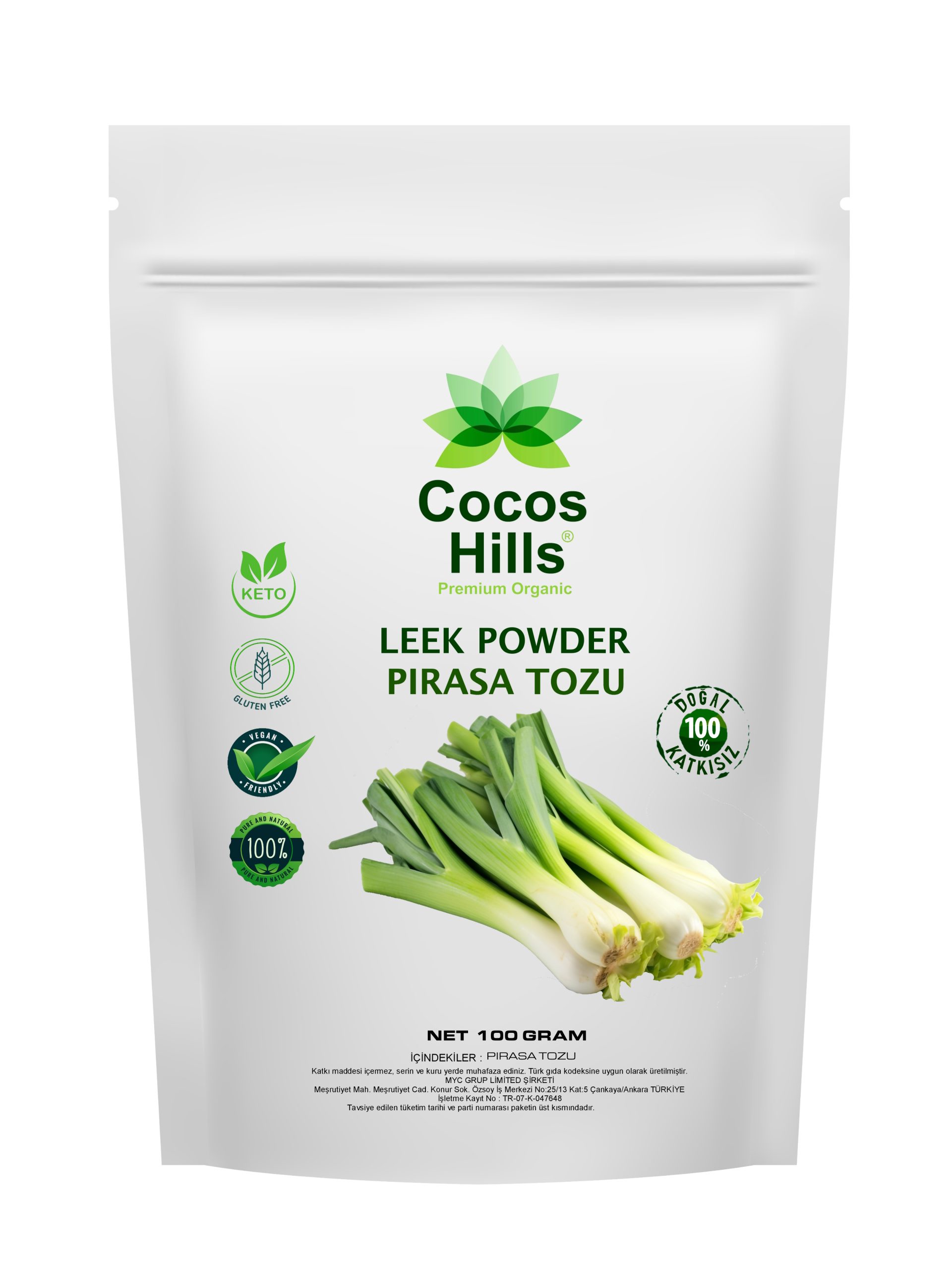 Cocos Hills Leek Powder Pure Pırasa Tozu Katkısız 100 Gram Cocos Hills